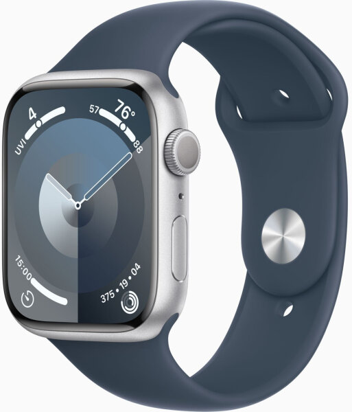 Apple Watch Series 9 GPS 45mm Aluminium silber/sturmblau S/M